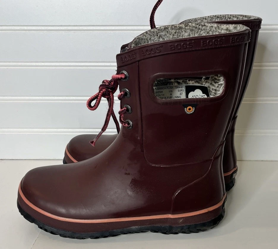 Botas juveniles Bogs Amanda de felpa de encaje impermeables talla 4 grandes niños borgoña Foto 3 de 4
