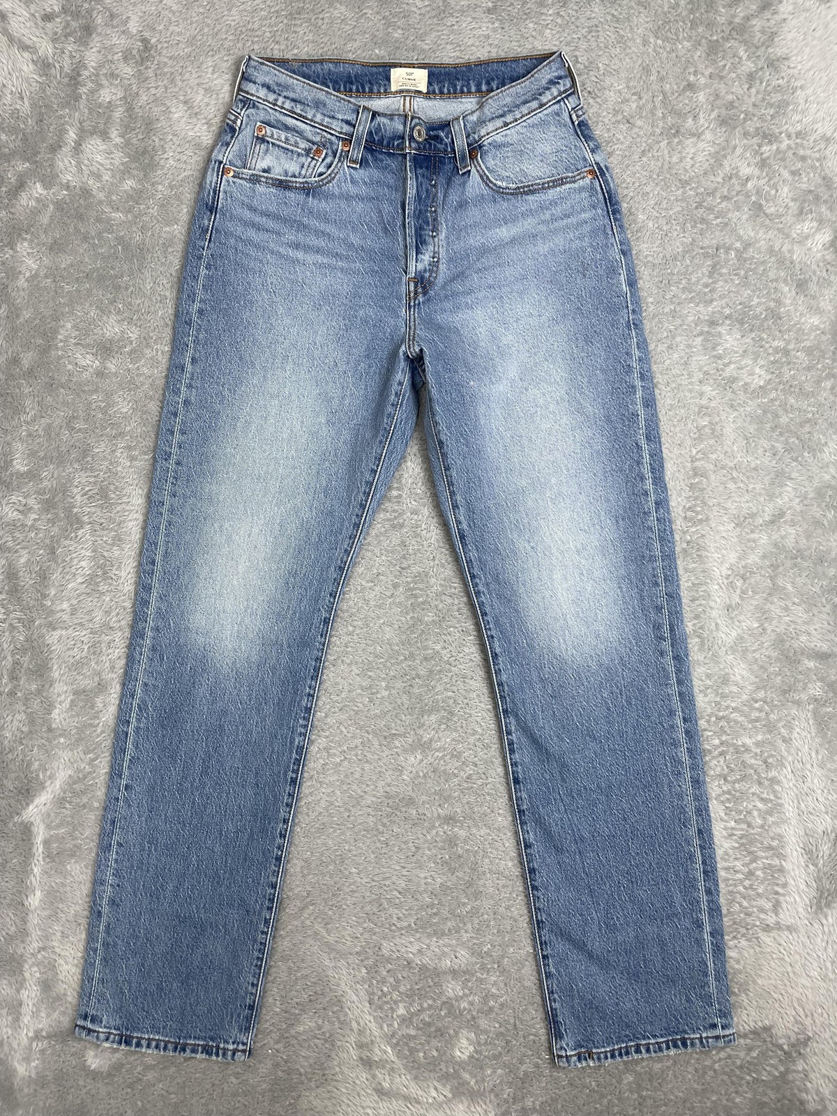Levis 501 Curve Jeans Womens W28 L32 Medium Wash Blue High Rise Straight Denim
