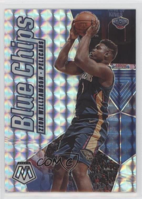 2019-20 Panini Mosaic Blue Chips Silver Mosaic Prizm Zion Williamson #8 5yi