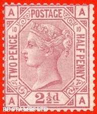 SG. 141. J11. " AA ". 2&frac12;d Rosy Mauve. Plate 10. A fine mounted mint exam B81964