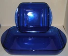 Vintage Anchor Hocking Cobalt Blue Baking Dish Set of 2