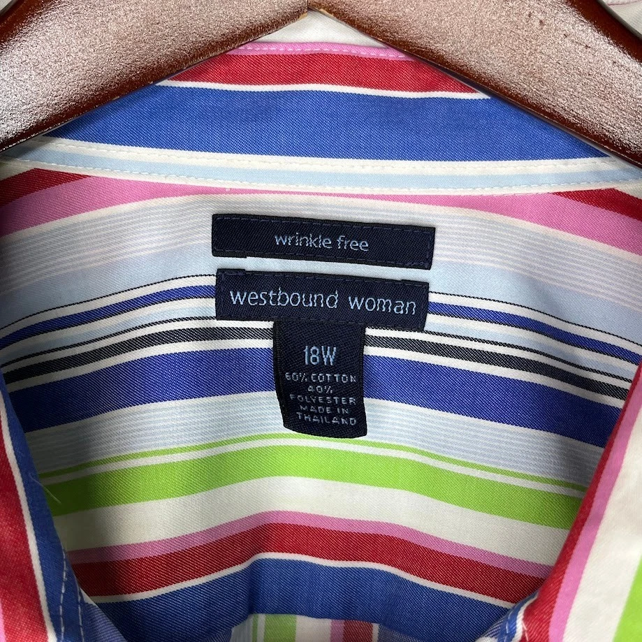 Westbound Woman Wrinkle Free Striped Button Shirt Women’s 18W - Image 4 of 4