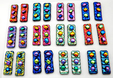 UNCAPPED Lot of 24 pcs  DICHROIC FUSED GLASS for pendant (BG18) CABOCHONS