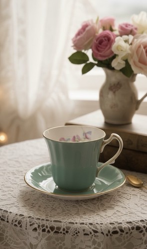 Aynsley England Bone China Tea Cup & Saucer | Gold Trim | Shabby Chic