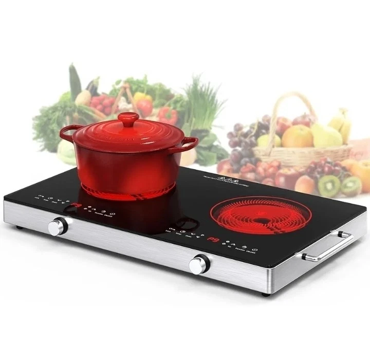 VBGK Electric Cooktop,110V 2400W Electric Stove Top with Knob Control,9 Power...