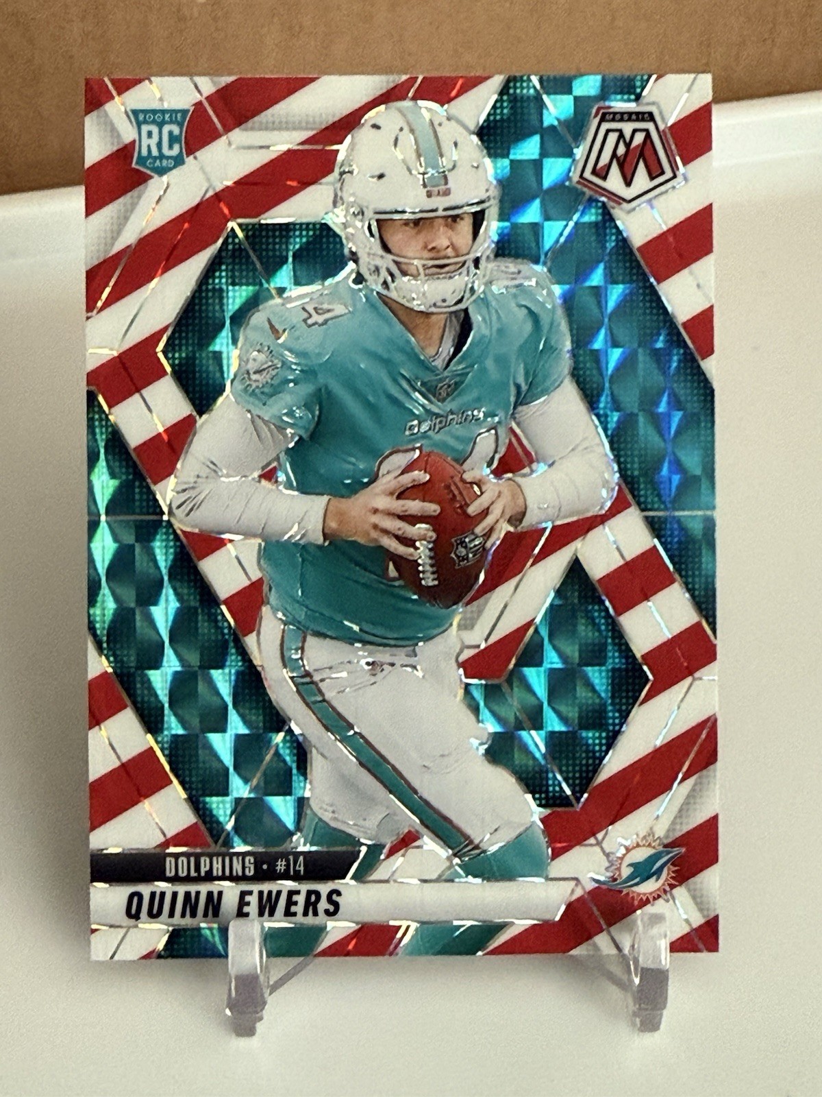 2025 Mosaic Quinn Ewers Red White Stripe Candy Cane RC #308 Dolphins