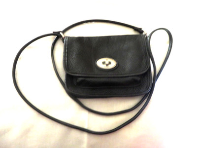 Fossil Black  Pebbled Leather Crossbody Bag