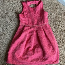 Janie  Jack Paradise Rose Floral Jacquard Dress Girls 10 Dark Hot Pink w/ Gold