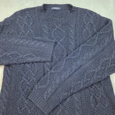 J.Crew Cable Knit Sweater Mens XL Heavy Long Sleeve Pullover Navy Blue