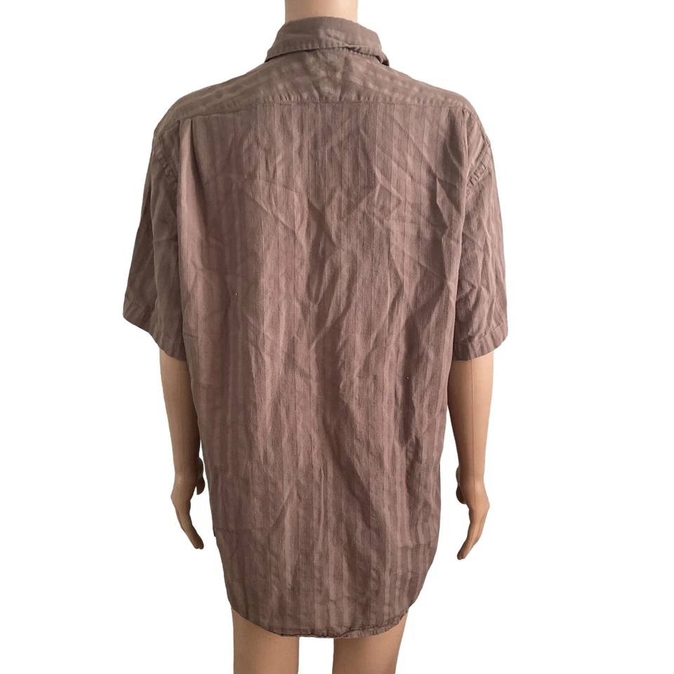 Camisa Nyne Para Hombre Grande Botón Frontal Marrón Taupe Informal Manga Corta Foto 2 de 4