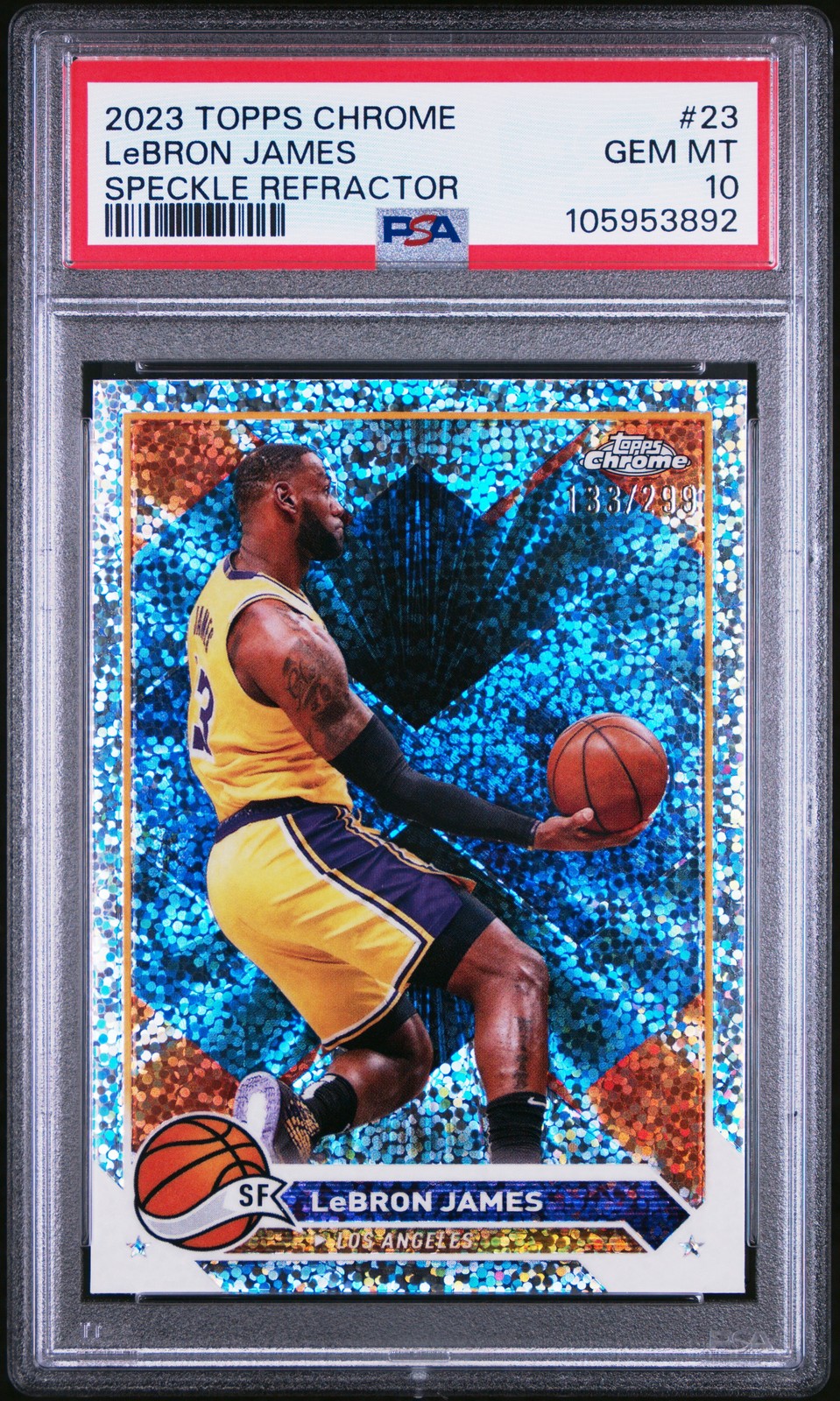 2023 Topps Chrome #23 Lebron James Speckle Refractor /299 PSA 10