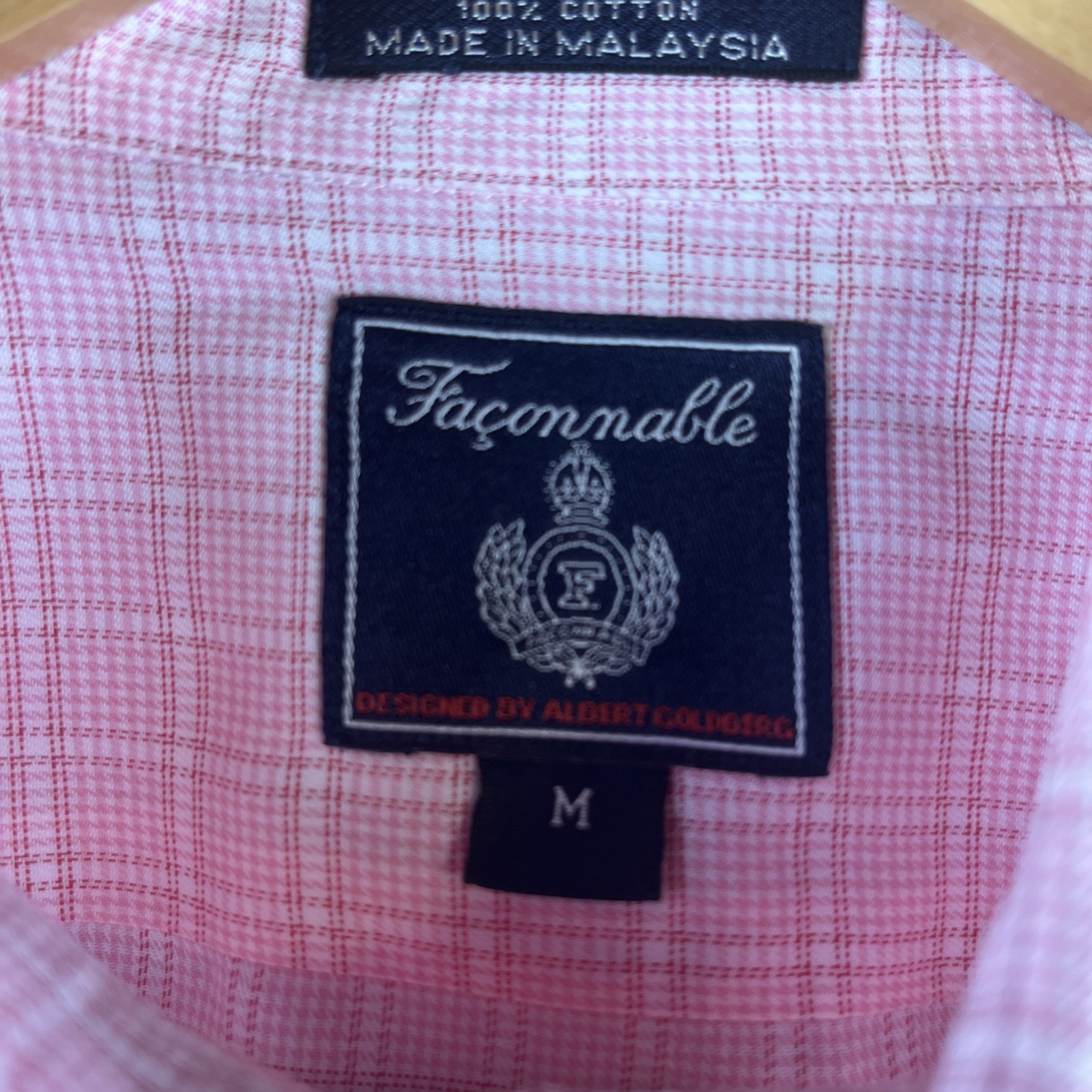 Vintage Faconnable Dress Shirt Designed In France By Albert Goldberg Pink Mens M