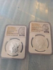 2 coin 2025 Morgan and Peace Reverse Proof Dollar Set NGC RP70 ,rp69