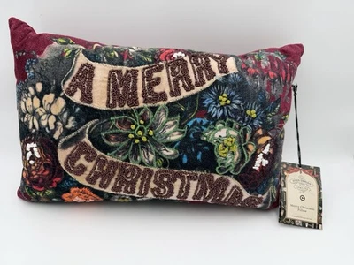 John Derian for Target Merry Christmas Pillow 18"×12" Embroidered Beaded New - Image 1 of 2