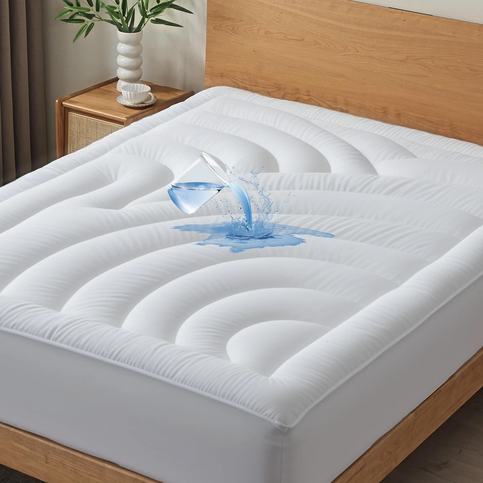 Waterproof Mattress Pad Full, Quilted, 8"-21" Deep Pocket - Noiseless Mattress