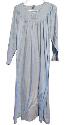Calida Light Blue, Small Cotton Long Nightgown 3/4 Sleeve Portugal Cottagecore