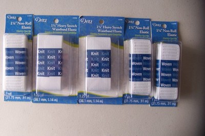 (478)  L      5 NEW PACKS DRITZ WAISTBAND ELASTIC, WOVEN, KNIT. SEE BELOW
