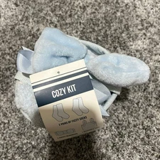 Highline Cozy Kit Fuzzy Socks Headband & Reusable Tote Gift Set Blue New