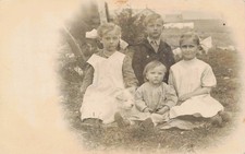 Beautiful family Children Girls Boy Dresses Vintage Postcard