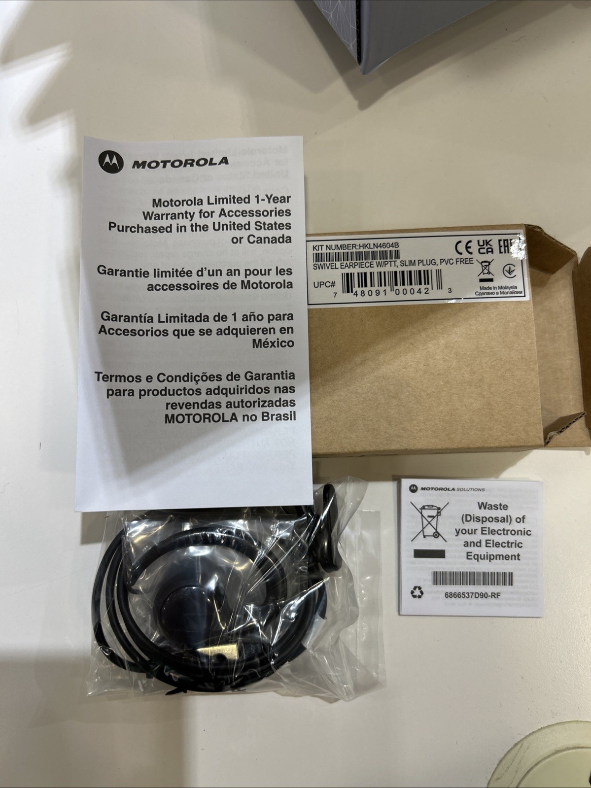 Motorola OEM Swivel Earpiece W/PTT HKLN4604B SLIM Plug AUTHENTIC. Available Now for $17.50