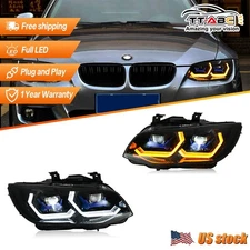Pair For 2011-2013 BMW 3 Series E92 E93 LED Headlight 328i Convertible Coupe 2DR