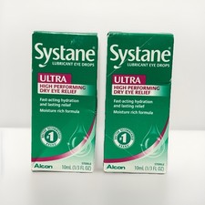 LOT OF 2 Systane Ultra Lubricant Eye Drops 10mL 1/3 FL OZ Each EXP 02/ 2027