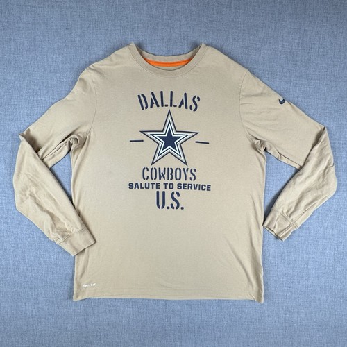 Dallas Cowboys Salute to Service Shirt Mens Large Tan NFL Football Dri Fit Nike