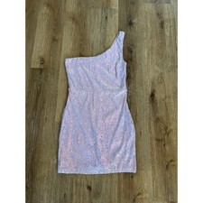 Windsor Y2K One Shoulder Sequin Mini Dress Womens Large Pink Iridescent Party