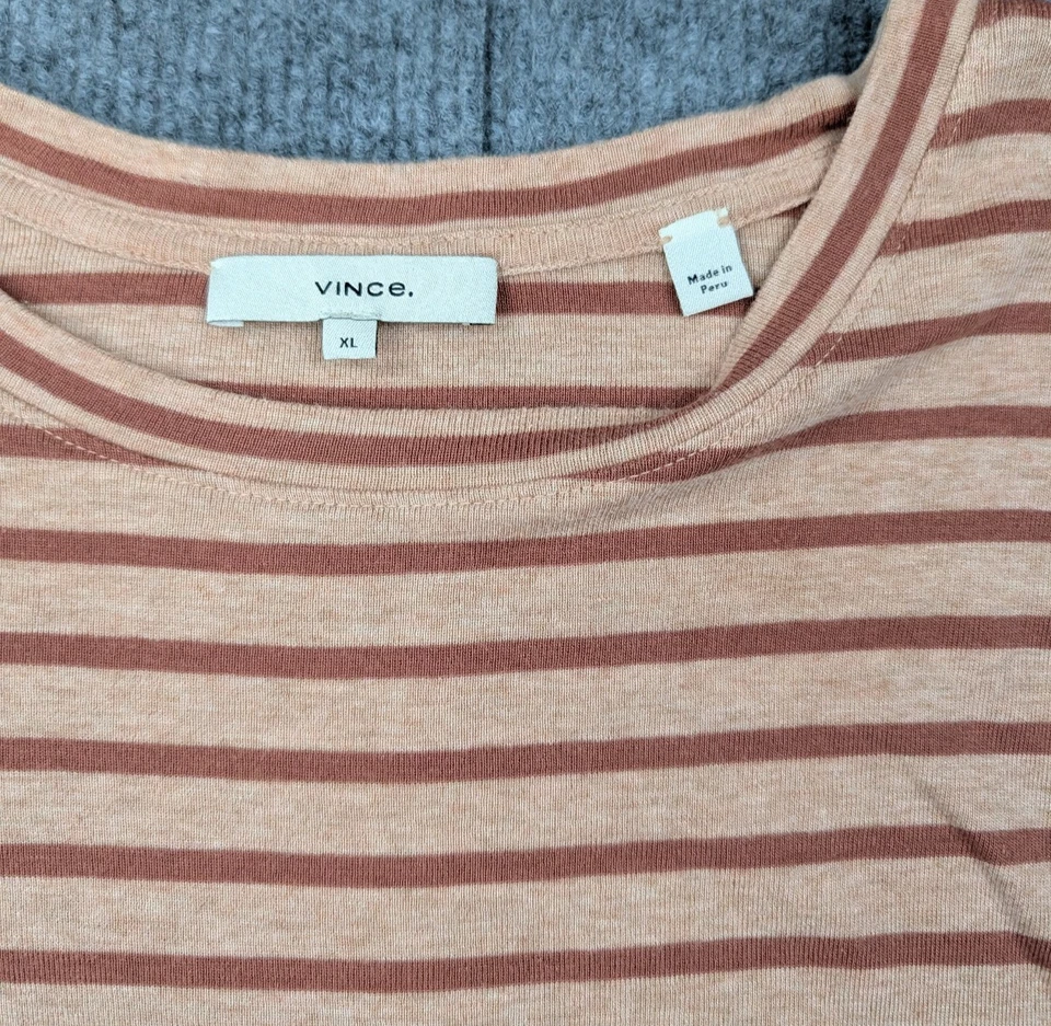 Camisa Vince Top Mujer XL Rosa Rayas Algodón Ligera Silenciosa Lujo Grapa Foto 3 de 4