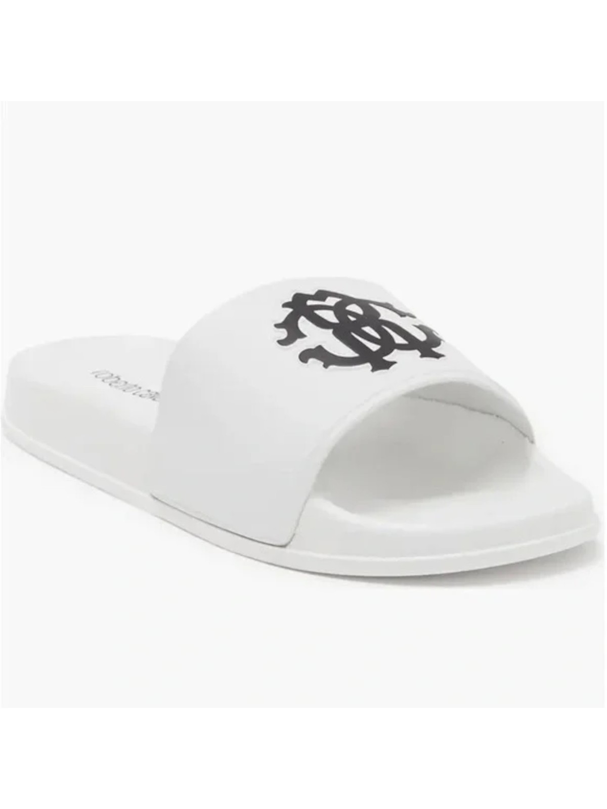 ROBERTO CAVALLI Мужские босоножки-слипоны с логотипом ROBERTO CAVALLI на белой стельке и открытым носком 9.5