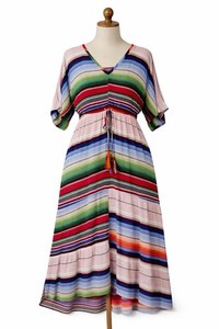 loose linen dress pattern Cut Loose Grey Stripe Crinkle V-Neck Shift Dress Spring 2026- Special Order Small / Bellflower main image 0