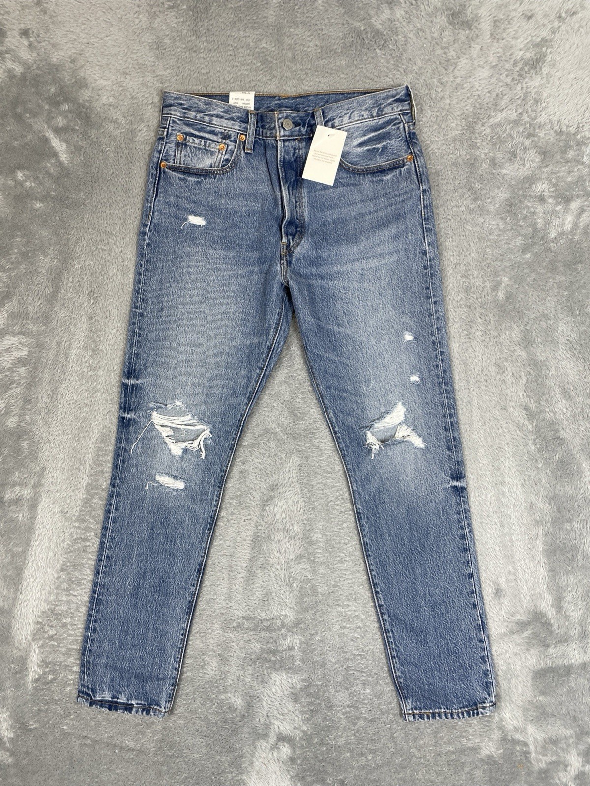 Levis Premium 501 S Jeans Womens 29x30* Blue Skinny Distressed Button Fly Cotton