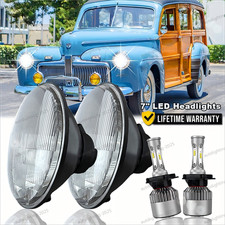 Pair For Ford Deluxe 1939-1951 7 Inch Round Led Headlights Lamp Housing New