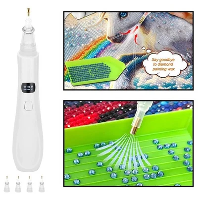 Kabelloser elektrischer Diamant Malstift Kit 4 Ersatzspitzen 3 Saugmodi - Bild 1 von 4