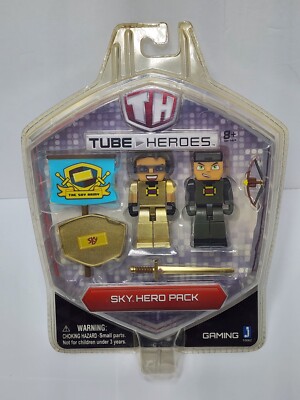 Tube Heroes 2.75 inch Action Figures - Sky Hero Pack NEW Sword Bow and Arrow Toy