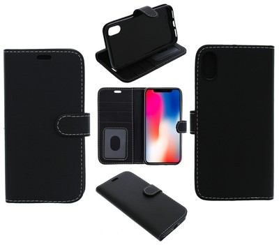 Für LG K20 2019 Handyhülle, Cover, Etui, Fächer, Kunstleder / Gel - Schwarz Rosa