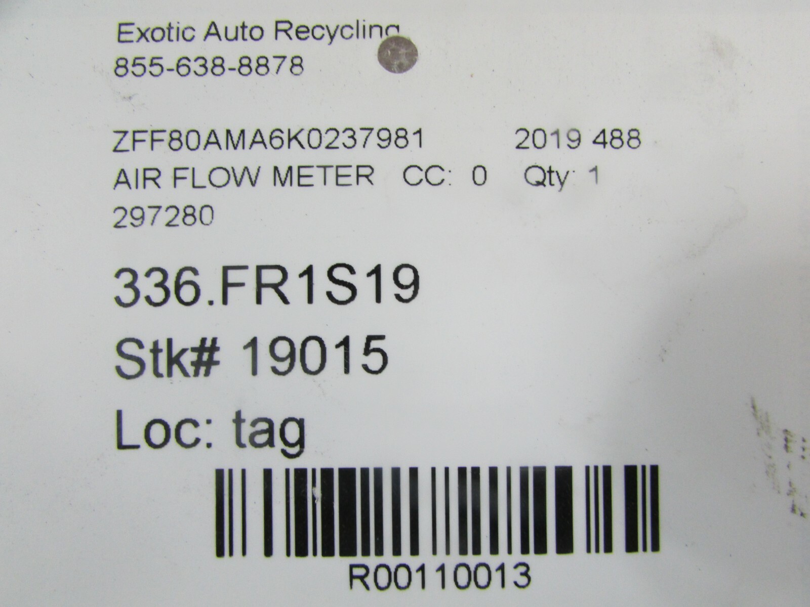 Ferrari 488, Air Flow Meter, Used, P/N 297280