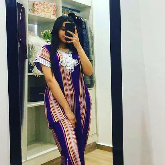 Moroccan Gandoura oriental dress with stripes for women UK