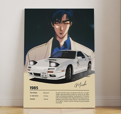 Initial D Collection: Iconic Characters & Cars - A1/A2/A3/A4 Canvas Framed