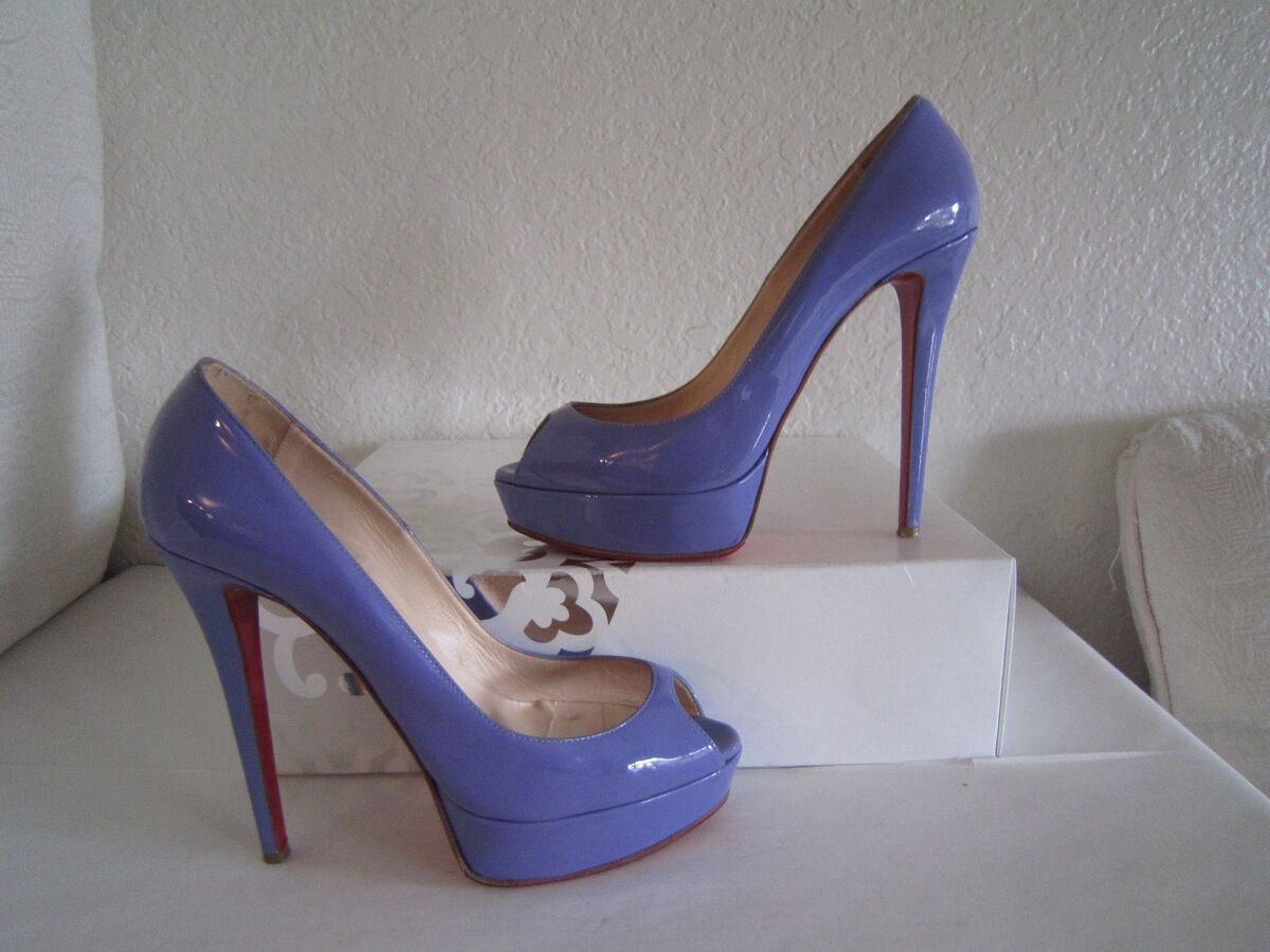 Christian Louboutin Purple Patent Banana Pump Lady Peep Toe Christian Louboutin Purple Patent Banana Pump Lady Peep Toe