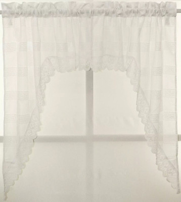 WHITE NEW Vintage Lace Swags Calais Detailed Print High Quality Kitchen Lorraine