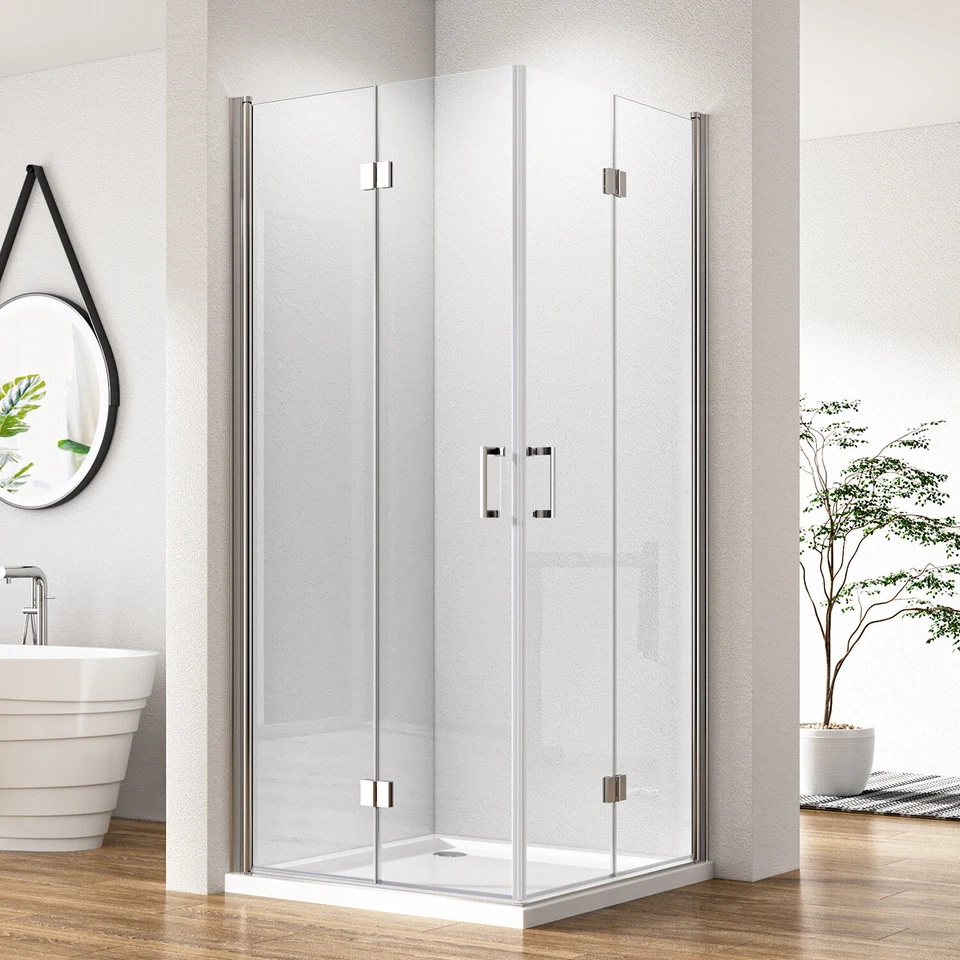 Dusche Eckeinstieg 120x90 Eck Duschkabine Falttür 80x80 Duschwand Faltbar 195H - Bild 2 von 4