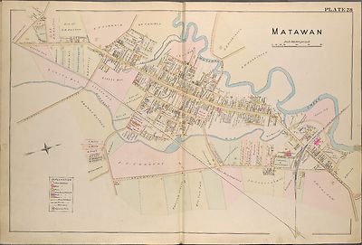 1889 MATAWAN, MONMOUTH COUNTY NEW JERSEY, GLENWOOD INSTITUTE COPY PLAT ...