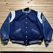 Vintage 70s 80s Ripon Leather Varsity Letterman Jacket Oak Creek Knights Size 54