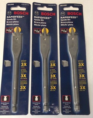 Bosch SB1008 11/16'' x 6'' RapidFeed Spade Drill Bit 3PKS