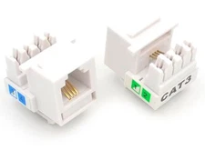 100 Pcs CAT3 RJ11 6P4C Phone Telephone Keystone Jack 110 H-Modular White CAT 3