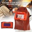 Leather Welding Helmet Mask W/ Solar Auto Darkening Filter Lens Welder Hood 1Ph1
