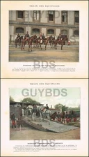 TYPOGRAVURE XIXe ARMéE TRAIN des éQUIPAGES EMBARQUEMENT CHEVAUX  / éTENDARD