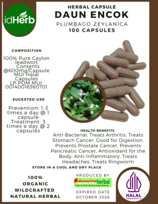 [idHerb] 100-1000 CAPSULES DAUN ENCOK Plumbago Zeylanica NATURAL HERBAL