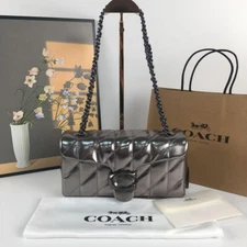 CW594 Tabby Shoulder Bag 26 Quilted Leather Chain Bag Metallic Silver